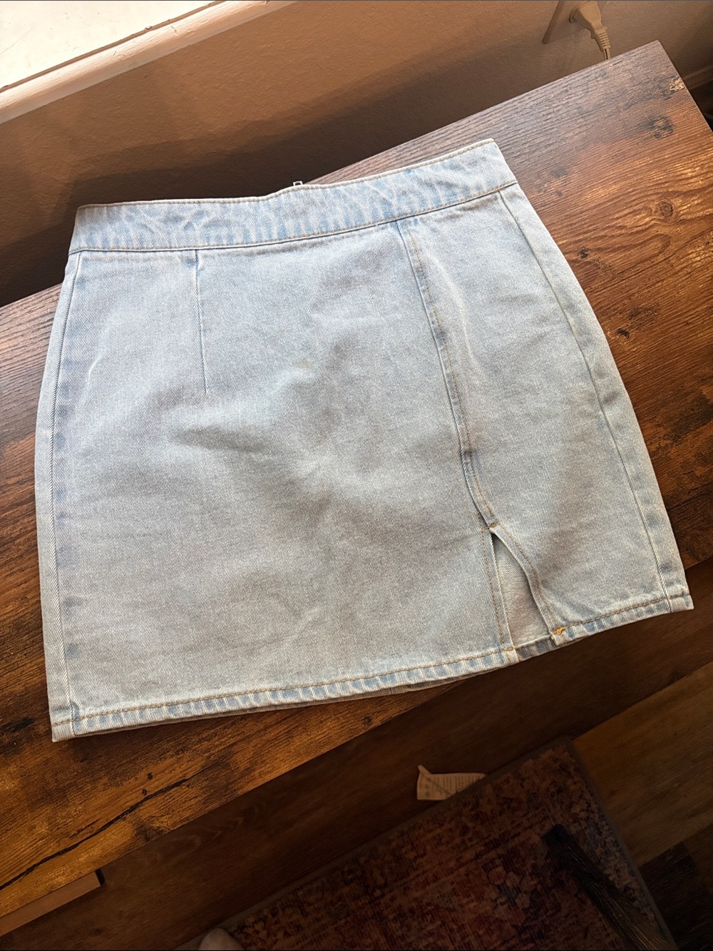 Light Wash Denim Mini Skirt